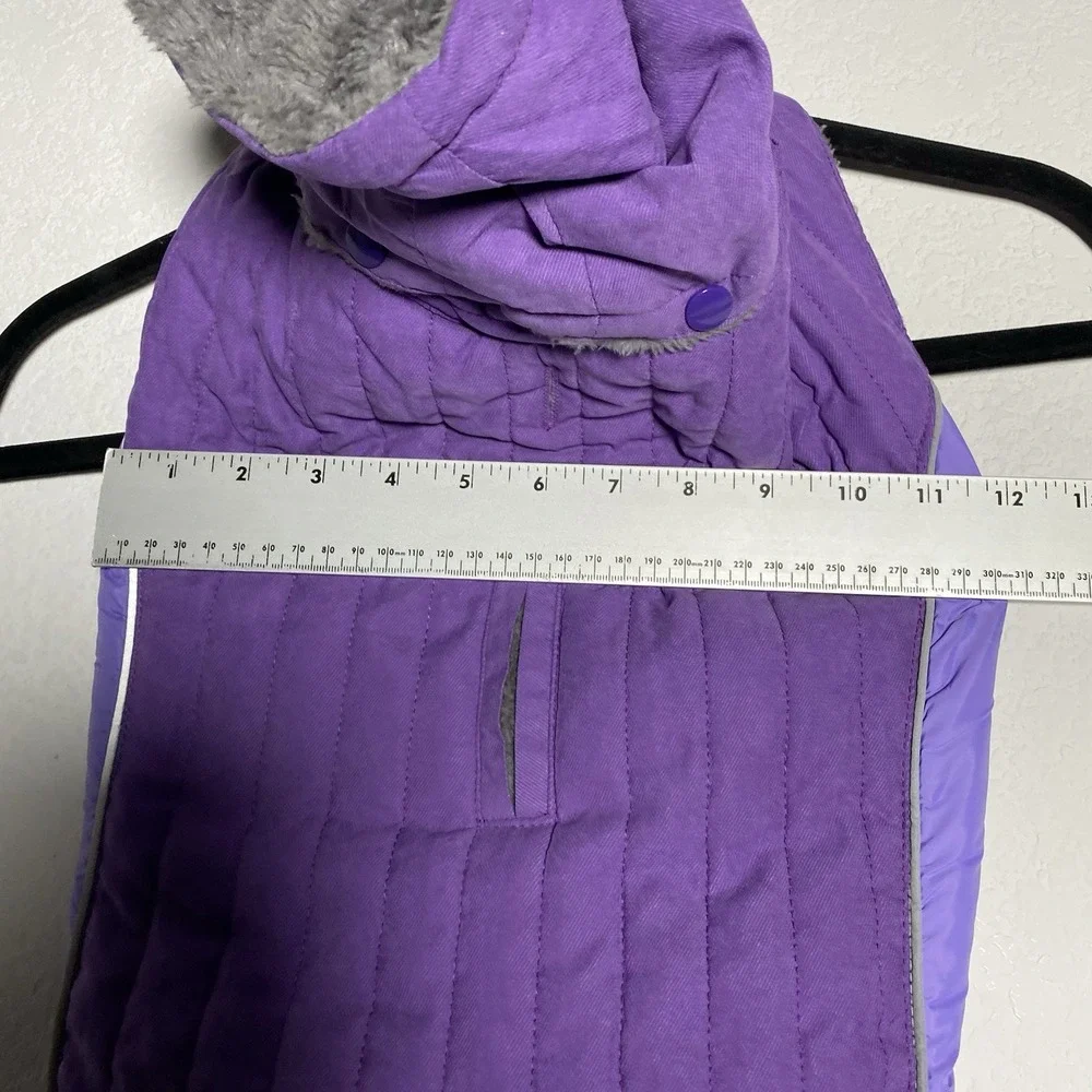 Purple Dog Puffer removable Hood  Fleece Lined Jacket Coat XL Winter Cozy Winter